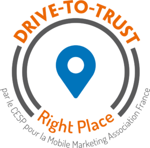 Logo du label drive-to-trust, un cercle avec un point de géolocalisation